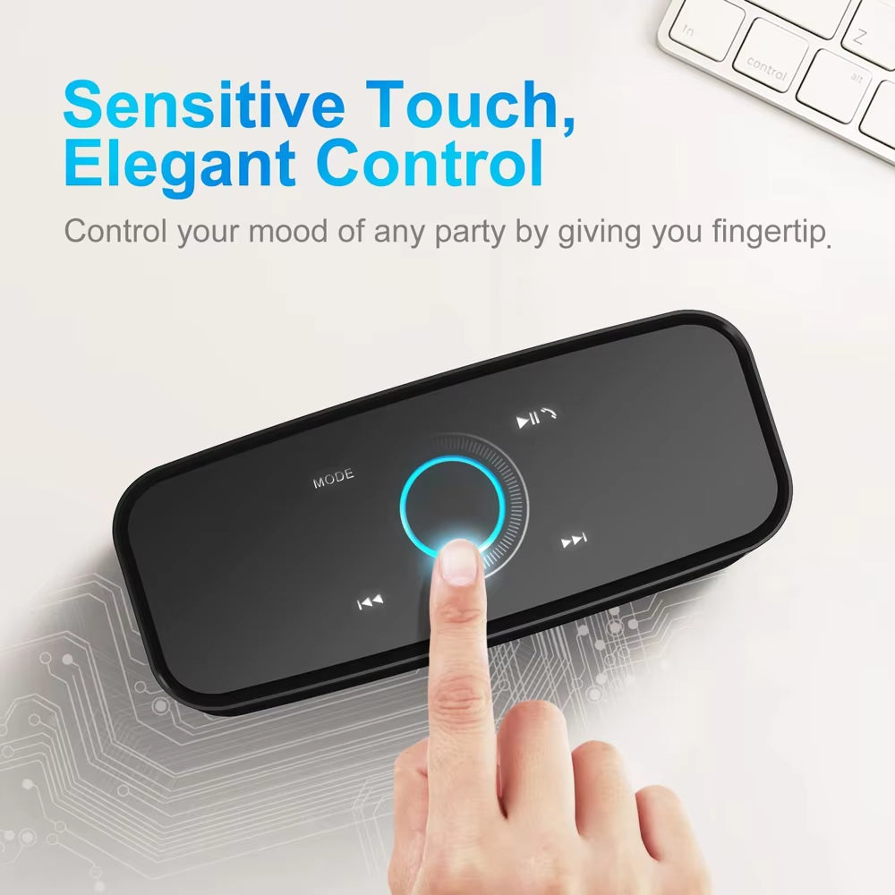 Bluetooth Speaker Soundbox, Touch Control Sound Box, 12W HD Sound, IPX5 Waterproof, Built-In Mic Hand Free Portable Speaker