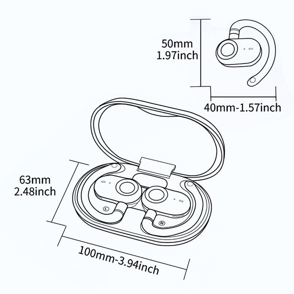 Wireless Bluetooth Earphones Sports Headphones Ear Hook Running Earbuds Headset,