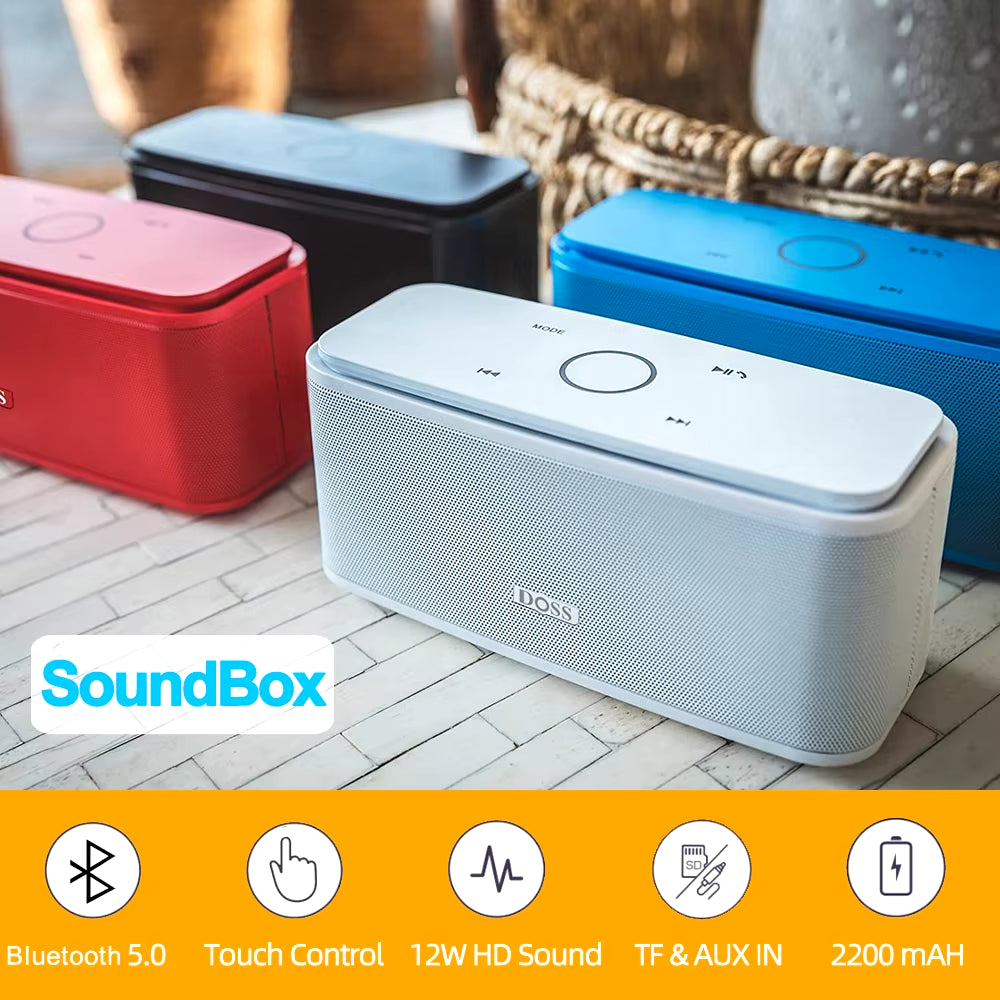 Bluetooth Speaker Soundbox, Touch Control Sound Box, 12W HD Sound, IPX5 Waterproof, Built-In Mic Hand Free Portable Speaker