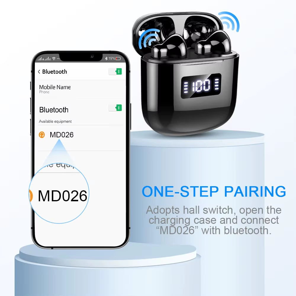 Wireless Earbuds, Bluetooth 5.3 Headphones with ENC Noise Cancelling Microphone, in Ear Wireless Headphones Hifi Stereo Sound.
